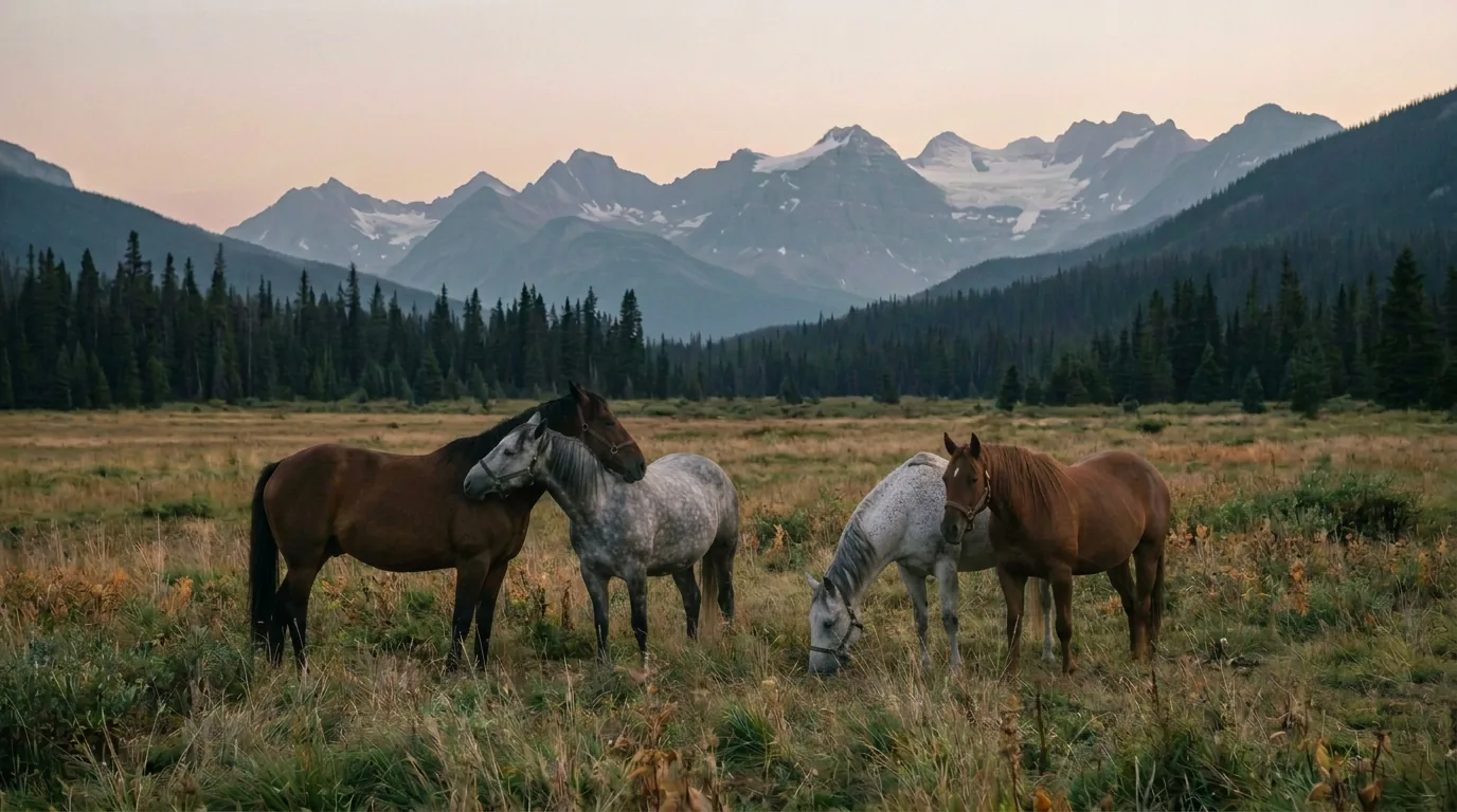 Chevaux en liberté, Écuries du Chenelet, Haute-Savoie